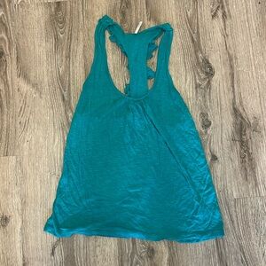 Teal Razor Back Tank with Ruffle Back